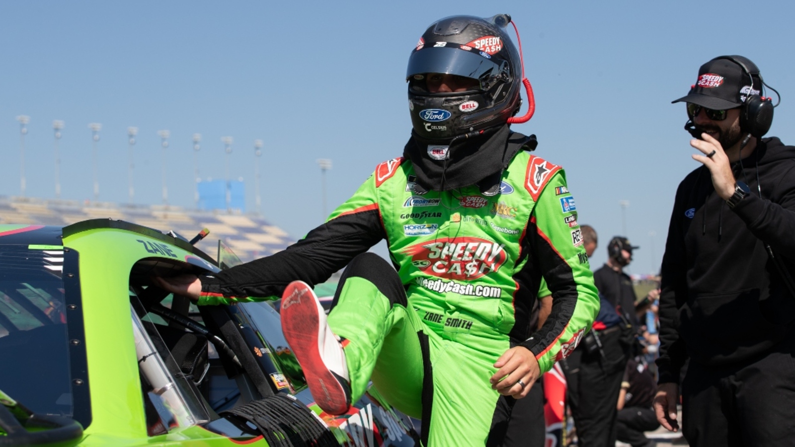 Denny Hamlin reacts to wild Zane Smith flip, wreck at Kansas