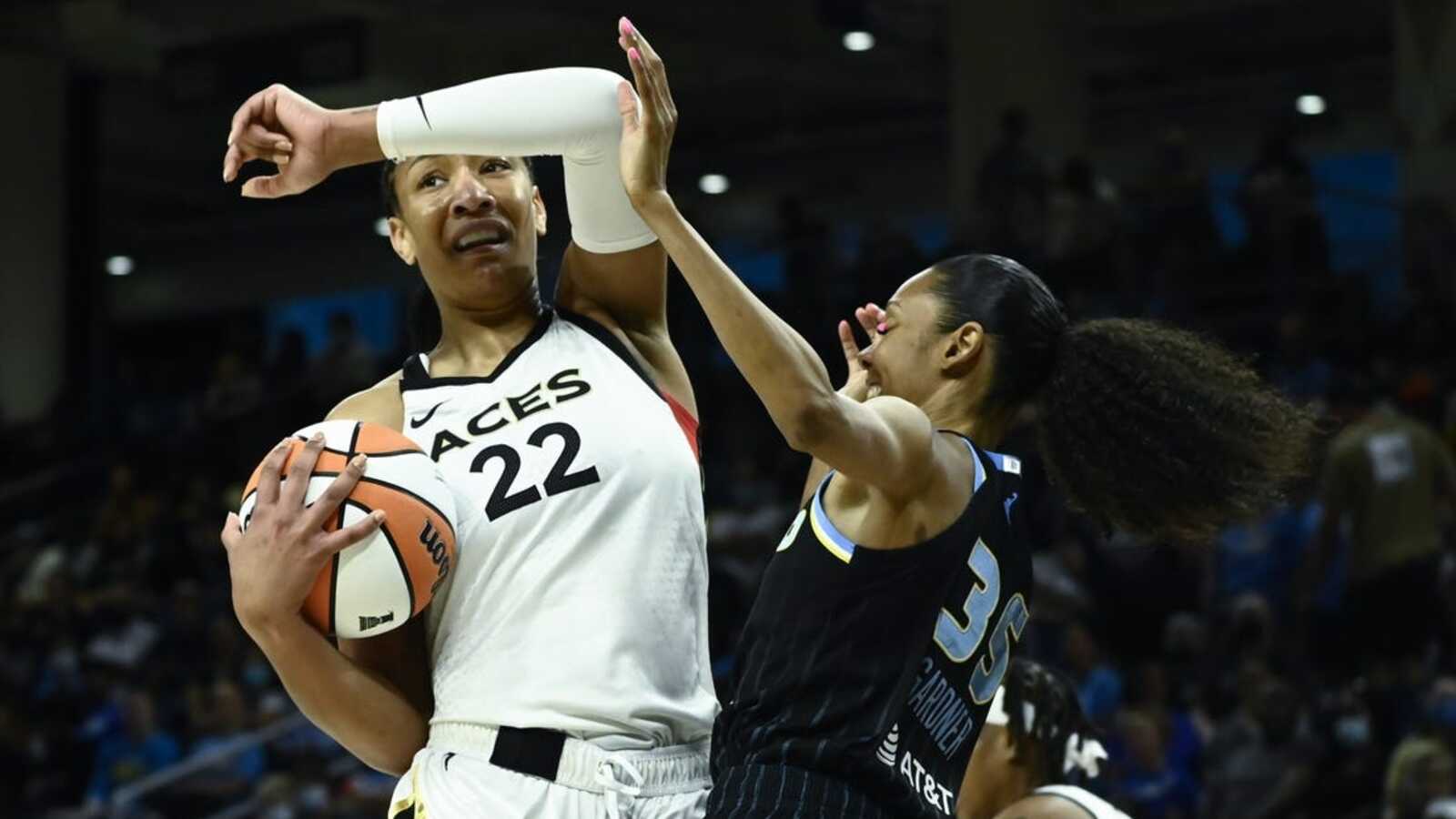 Las Vegas Aces forward A'ja Wilson was named the 2022 WNBA Defensive P...