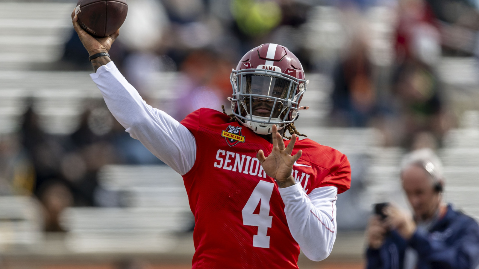 American team quarterback Jalen Milroe of Alabama. Vasha Hunt-Imagn Images Senior Bowl Day 2 takeaways: Top QB prospect struggles, surprising EDGE looks major By Pierce Downey | Last updated Jan 29, 2025 9:21 PM ET
