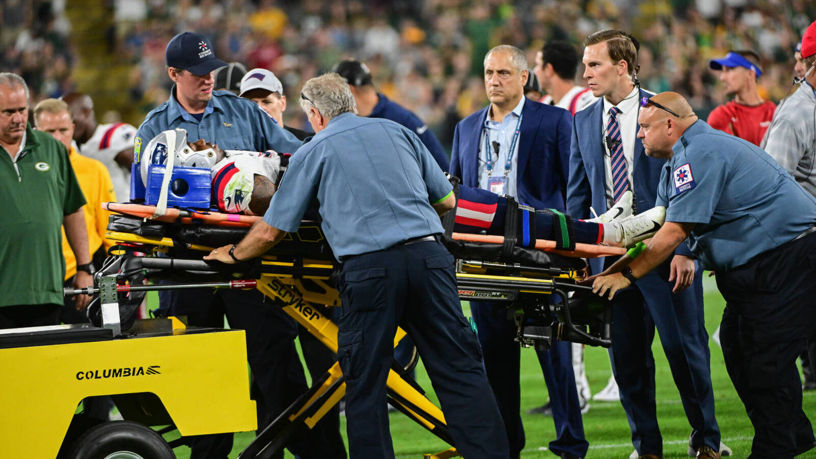PatriotsPackers game suspended after rookie stretchered off Yardbarker