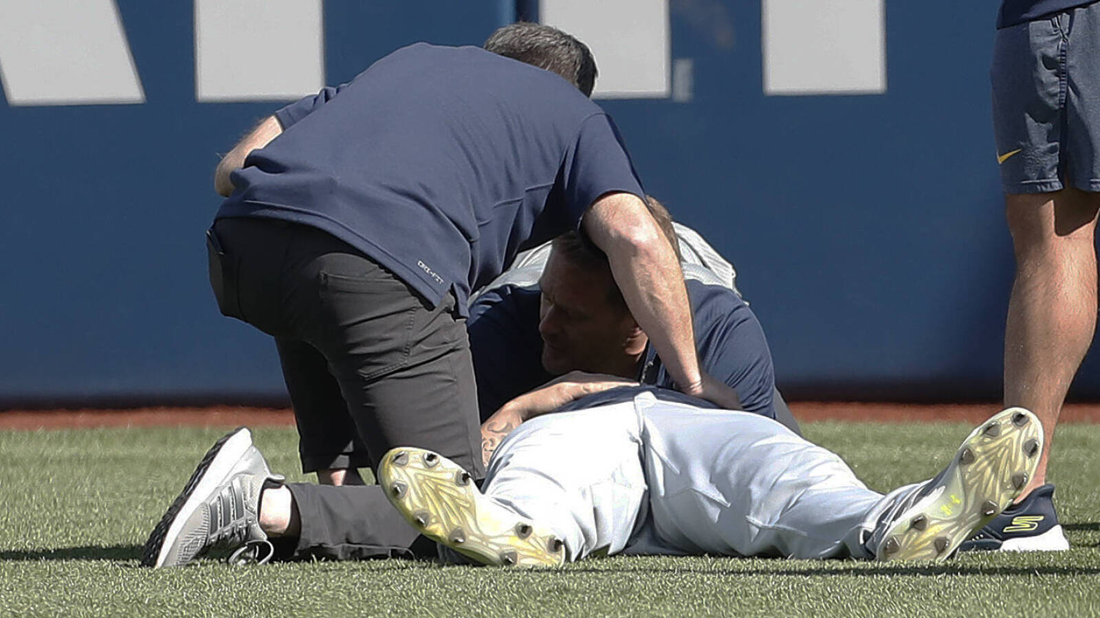 Brewers Pitcher Jakob Junis Alert and Responsive After Being Hit in Neck During Batting Practice