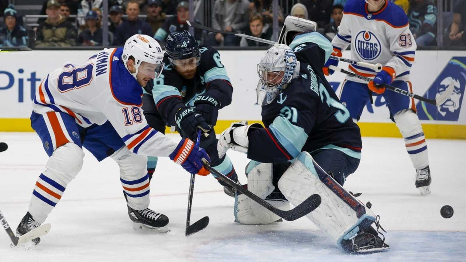 Oilers halt skid, sink Kraken on Zach Hyman's hat trick Yardbarker