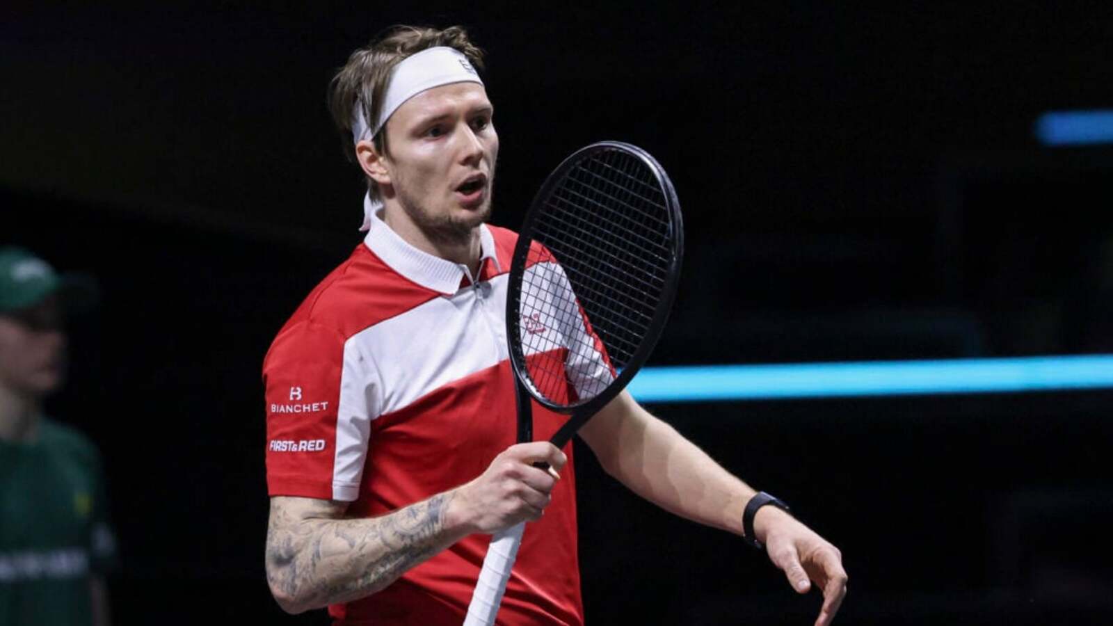 Alexander Bublik reacts after moving level with Carlos Alcaraz on 2026 ATP list