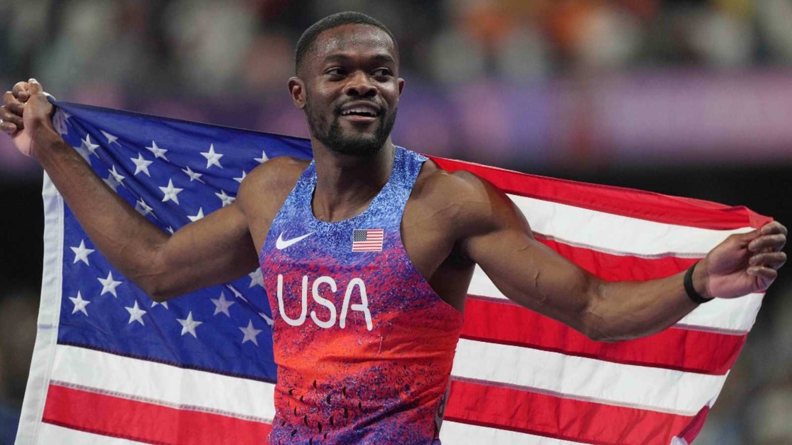 Rai Benjamin earns his first gold medal with men’s 400m hurdle win