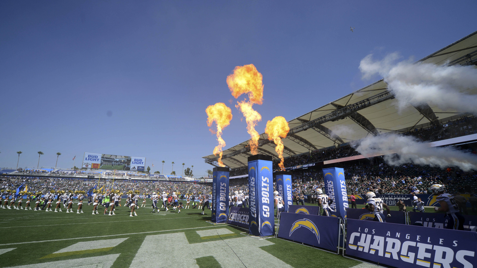 chargers try to hide empty seats at stubhub center with tarp stubhub dayton flyers