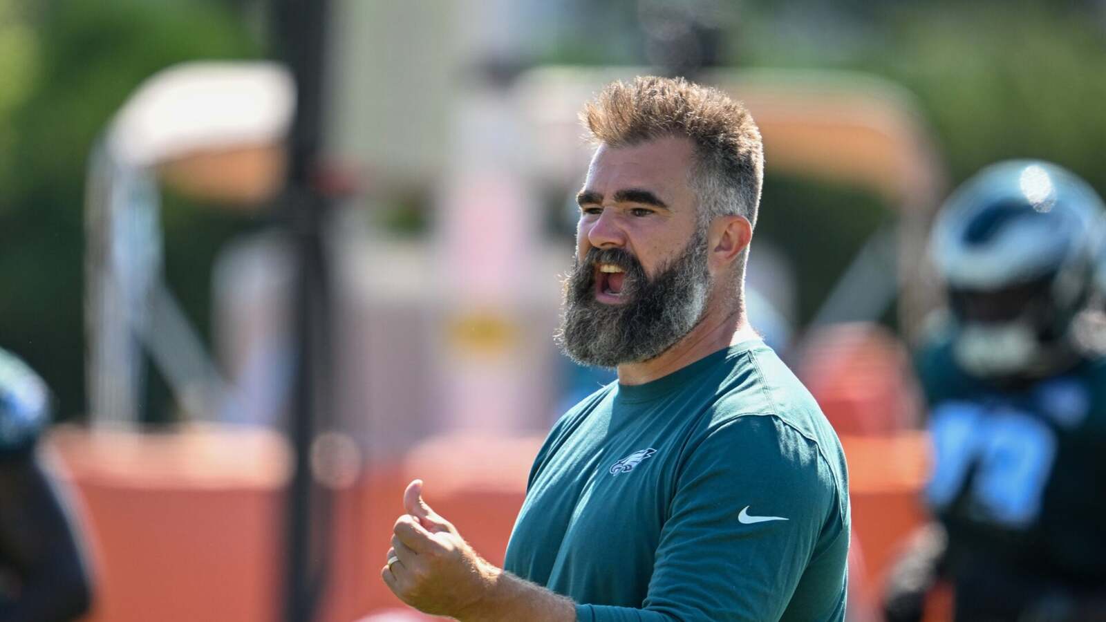 Jason Kelce Celebrates Lane Johnson's Retirement from NFL